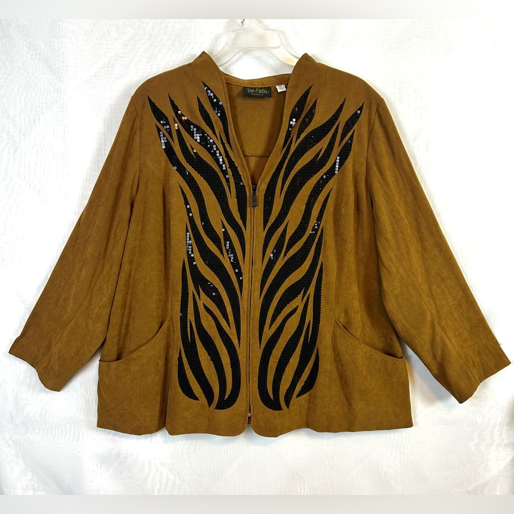 Bob Mackie Wearable Art Sequined Lightweight Vintage QVC Jacket 3XL